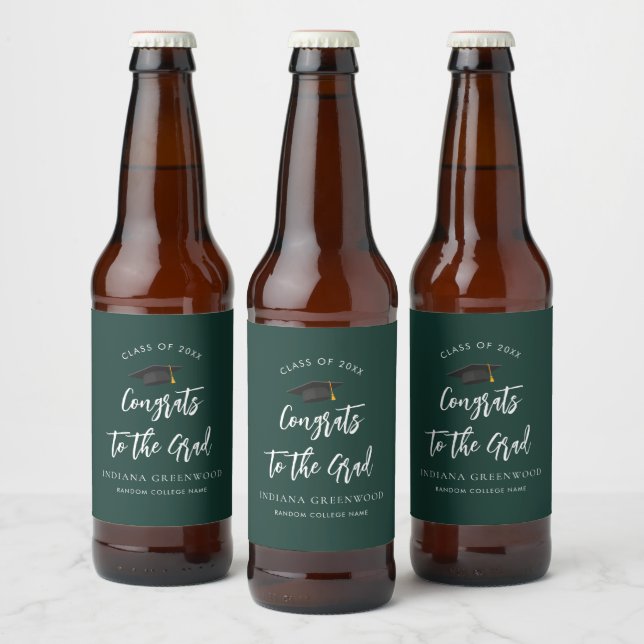 Rótulo Para Garrafa De Cerveja Personalização Verde do Formando de Script 2025 (Garrafas)