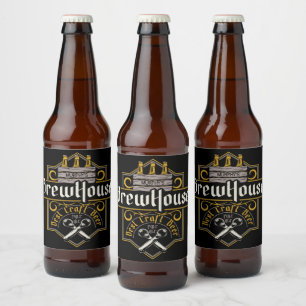 Rótulo Para Garrafa De Cerveja Personalizado BrewHouse Melhor Cerveja Artesanal B