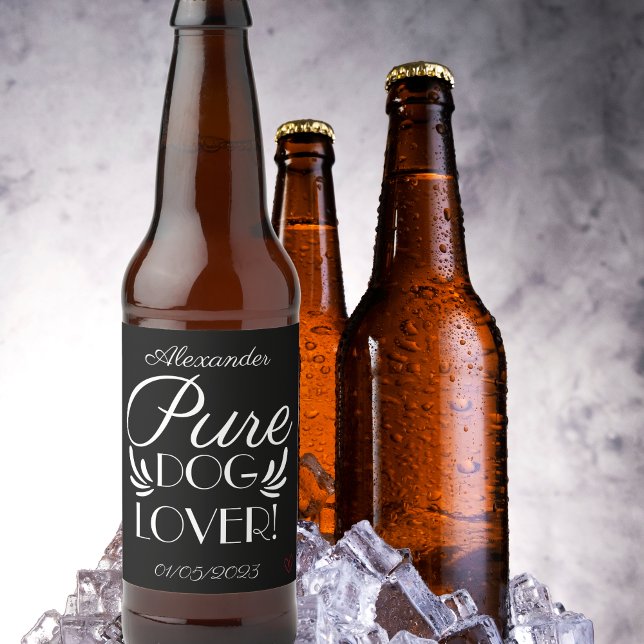 Rótulo Para Garrafa De Cerveja Personalizado "Puro Cachorro Lover" (Personalized "Pure Dog Lover" Beer Bottle Label)