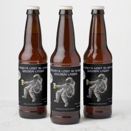 Rótulo Para Garrafa De Cerveja Personalizar Astronauta Espacial Divertido Perdido