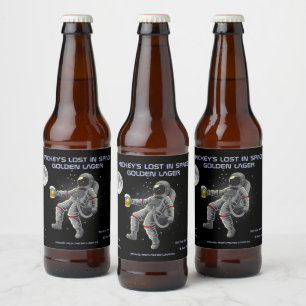 Rótulo Para Garrafa De Cerveja Personalizar Astronauta Espacial Divertido Perdido