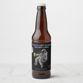Rótulo Para Garrafa De Cerveja Personalizar Astronauta Espacial Divertido Perdido