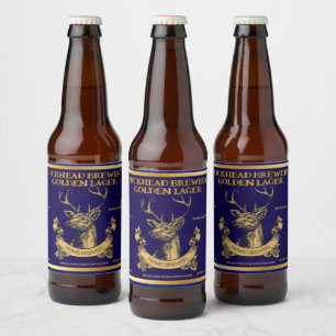 Rótulo Para Garrafa De Cerveja Personalizar Cabeça de Veado Rústico Cerveja Casei