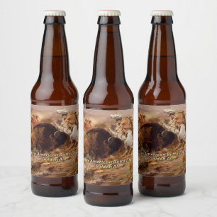 Rótulo Para Garrafa De Cerveja Personalizar Caça ao Búfalo Americano Nativo Detal