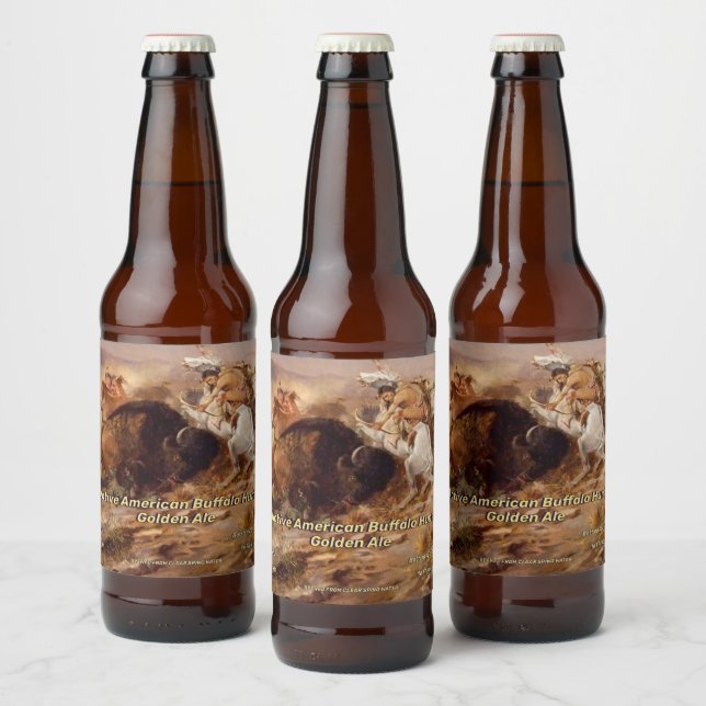 Rótulo Para Garrafa De Cerveja Personalizar Caça ao Búfalo Americano Nativo Detal (Garrafas)