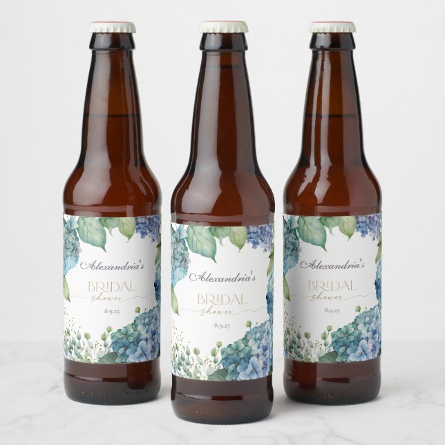 Rótulo Para Garrafa De Cerveja Personalizar Hydrangeas Azuis do Chá de panela (Garrafas)