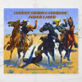 Rótulo Para Garrafa De Cerveja Personalizar O Cowboy Ajudando Uma Casa Detalhada 