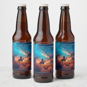 Rótulo Para Garrafa De Cerveja Personalizar Relógio Noturno do Cowboy do Deserto 