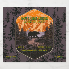 Rótulo Para Garrafa De Cerveja Personalizar Urso Preto Natureza Montanhas