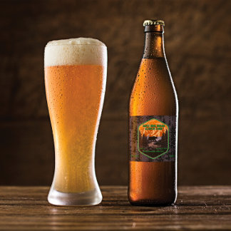 Rótulo Para Garrafa De Cerveja Personalizar Urso Preto Natureza Montanhas Verde