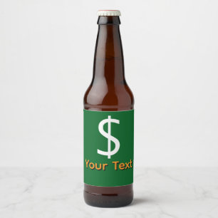 Rótulo Para Garrafa De Cerveja Personalize Branco Sinal de Dólar $ Verde Garrafa