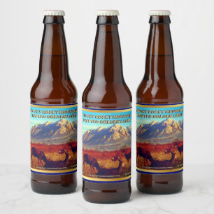 Rótulo Para Garrafa De Cerveja Personalize detalhadamente os veados da Montanha R