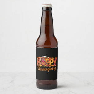 Rótulo Para Garrafa De Cerveja Peru Feliz Dia de Ação de Graças Outono