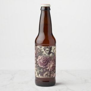Rótulo Para Garrafa De Cerveja Pétalas de Ameixa Perversa – Design Floral Gótico
