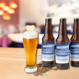 Rótulo Para Garrafa De Cerveja Pinceladas de pincel aquarela azul marinho moderno