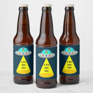 Rótulo Para Garrafa De Cerveja Pires voadoras de Alienígena de Ho Ho de Natal