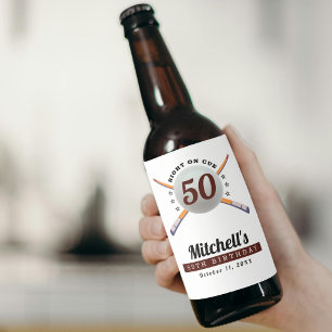 Rótulo Para Garrafa De Cerveja Piscina Billiard 50th Festa de aniversário Branco