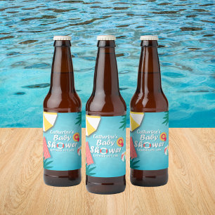 Rótulo Para Garrafa De Cerveja Piscina tropical Chá de fraldas de verão