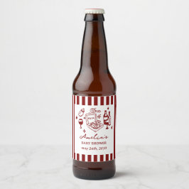 Rótulo Para Garrafa De Cerveja Pizza doodle special Delivery Baby Shower