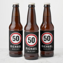 Rótulo Para Garrafa De Cerveja Placa de Limite de Velocidade de 50º Aniversário -