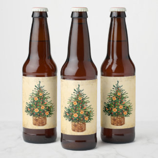 Rótulo Para Garrafa De Cerveja Planta de árvore de Natal Farmhouse Simples BeerLa