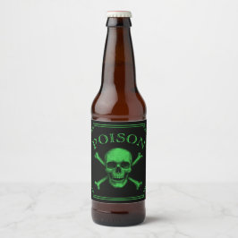 Rótulo Para Garrafa De Cerveja Poison Skull e Crossbones Halloween Design Impress