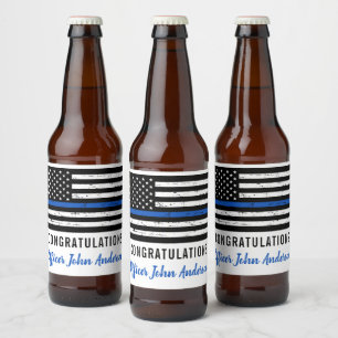 Rótulo Para Garrafa De Cerveja Polícia de aposentadoria de polícia de linha azu