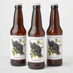 Rótulo Para Garrafa De Cerveja Porcupine norte-americano ou canadense de Audubon