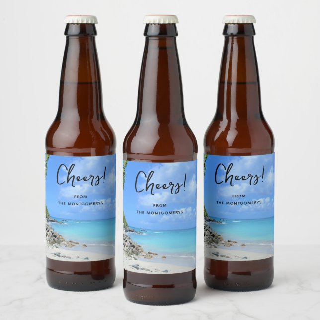 Rótulo Para Garrafa De Cerveja Praia Tropical Turquesa Encantadora (Garrafas)