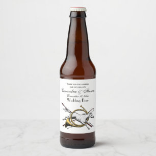 Rótulo Para Garrafa De Cerveja Pré-Papoila Equestre Pulando Pela Cor Do Corno