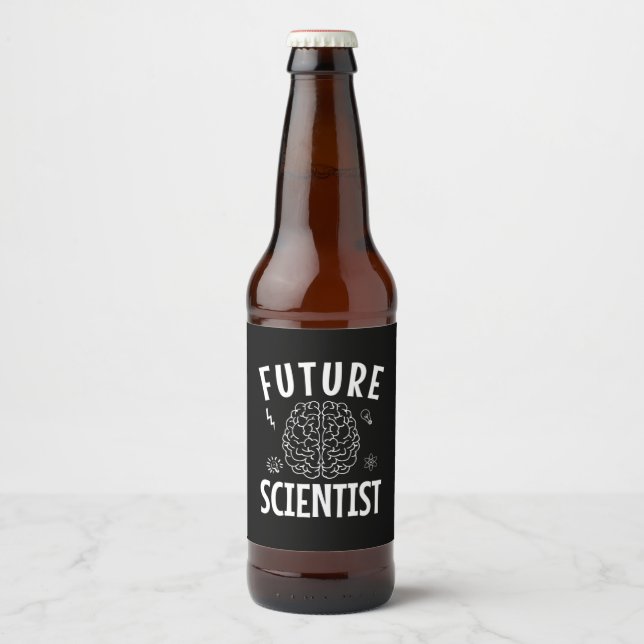 Rótulo Para Garrafa De Cerveja Presente de aniversário | Futuro cientista (Frente)