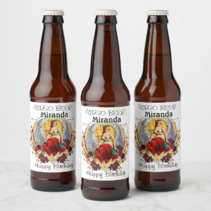 Rótulo Para Garrafa De Cerveja Presente de aniversário personalizado do Virgo Zo