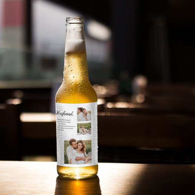 Rótulo Para Garrafa De Cerveja Presente de Casal de Colagem Foto e Marido Românti (Criador carregado)