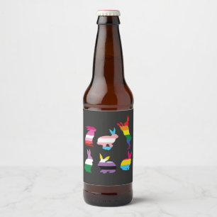 Rótulo Para Garrafa De Cerveja Presente do Orgulho LGBTQ do Coelho Arco-Íris na P
