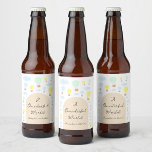 Rótulo Para Garrafa De Cerveja Primeiro aniversario de Balão de Ar Quente do Mund