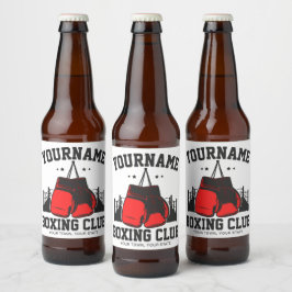 Rótulo Para Garrafa De Cerveja Pro Boxer ADD NAME - Luvas vermelhas Formação em A