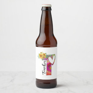 Rótulo Para Garrafa De Cerveja Professora de Flores de Arte
