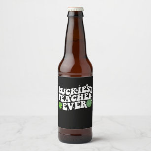 Rótulo Para Garrafa De Cerveja Professora Mais Sortuda De Bola Disco Shamrock Gro