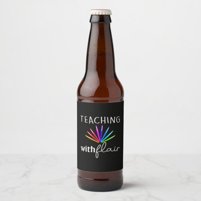 Rótulo Para Garrafa De Cerveja Professora Oferece Ensino De Presente Com Flair (Frente)
