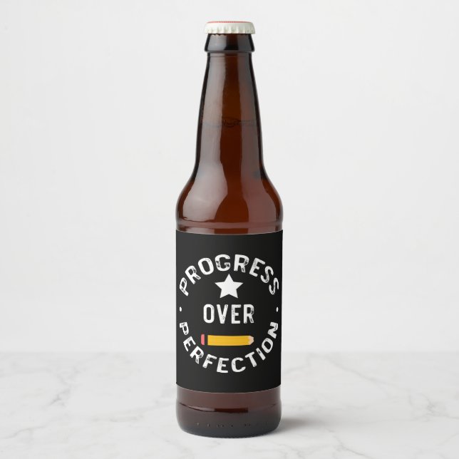 Rótulo Para Garrafa De Cerveja Progresso Acima da Perfeição De Volta à Escola Pro (Frente)