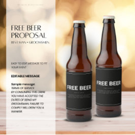 Rótulo Para Garrafa De Cerveja Proposta de Padrinho de casamento de Cerveja Livre