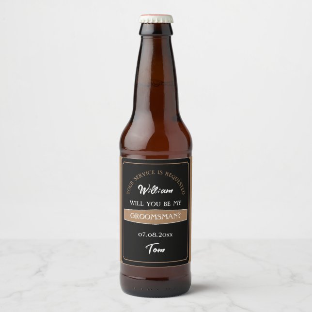 Rótulo Para Garrafa De Cerveja Proposta de Padrinho de Noivo com Estilo (Frente)