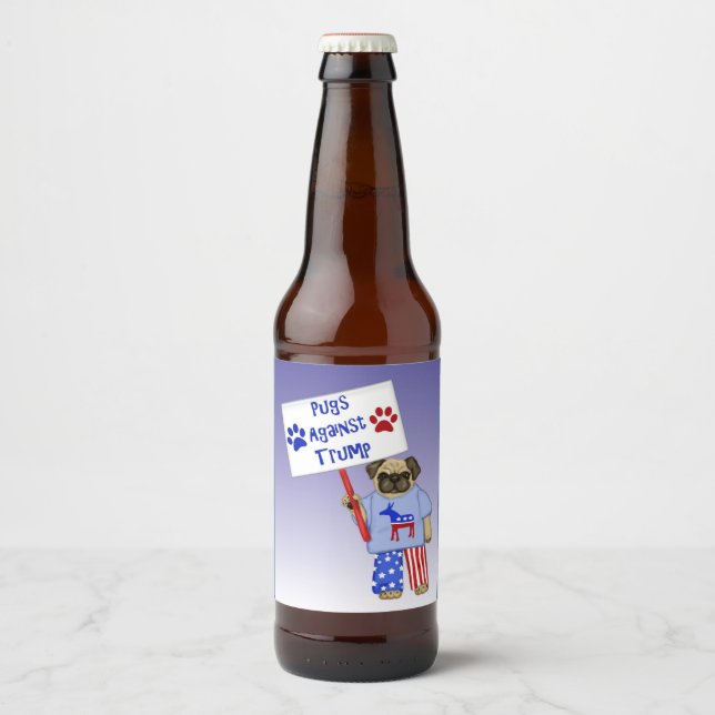 Rótulo Para Garrafa De Cerveja Pugs contra Trump (Frente)
