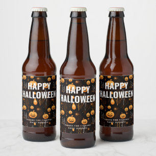Rótulo Para Garrafa De Cerveja Pumpkin Spookie Halloween