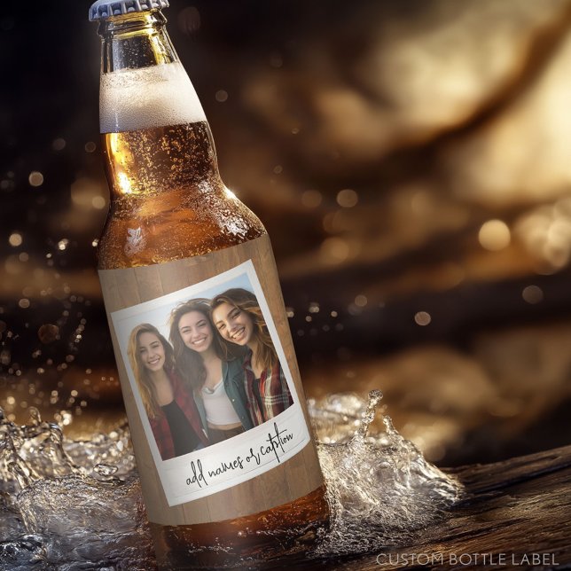 Rótulo Para Garrafa De Cerveja Quadro de Fotografias Retroativas - Quadrado com R (Custom Beer Bottle Label - Photo Label)