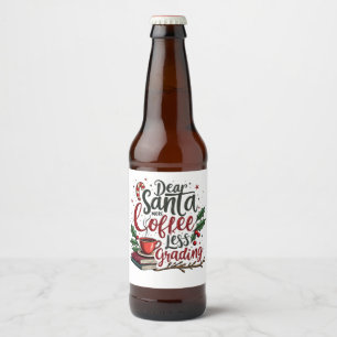 Rótulo Para Garrafa De Cerveja Raccoon Vestindo Papai Noel e Natal