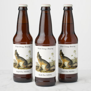 Rótulo Para Garrafa De Cerveja Raposa Swift (Vulpes Velox) dos Quadrupeds de Audu
