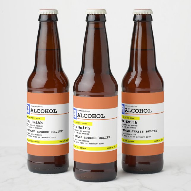 Rótulo Para Garrafa De Cerveja Receita personalizada Álcool Humoroso (Garrafas)