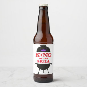 Rótulo Para Garrafa De Cerveja Rei Da Grelha, Vermelho Roxo Preto