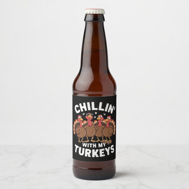 Rótulo Para Garrafa De Cerveja Relaxando Com Meus Perus Presente Da Família Do Di (Frente)